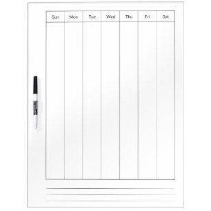 Blank Weekly Calendar Large Dry Erase Boards