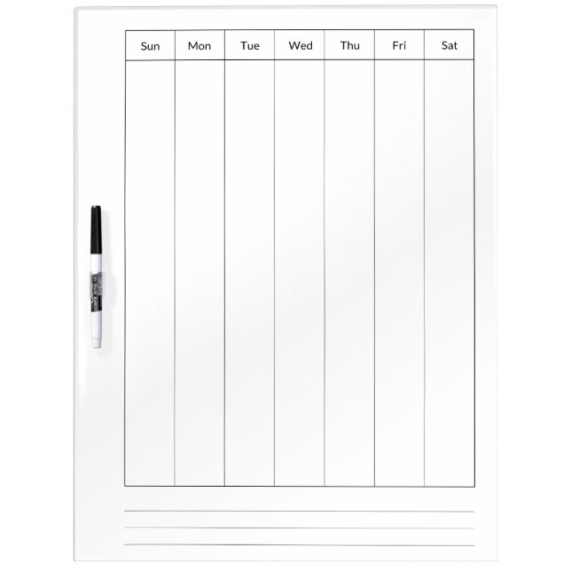 Blank Weekly Calendar Large Dry Erase Boards (Front)