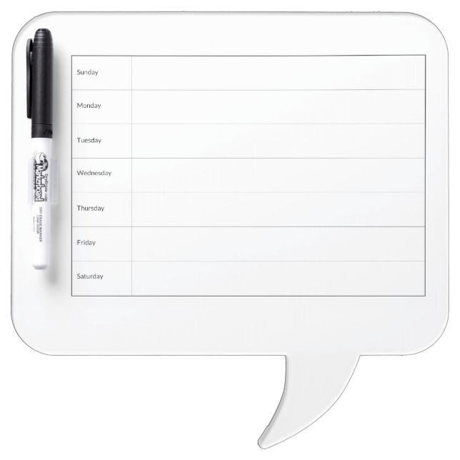 Blank Weekly Calendar Square Dry Erase Boards (Front)