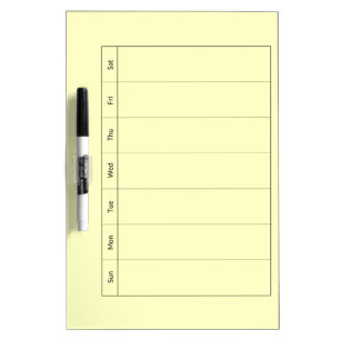 Blank Weekly Calendar Yellow Dry Erase Boards