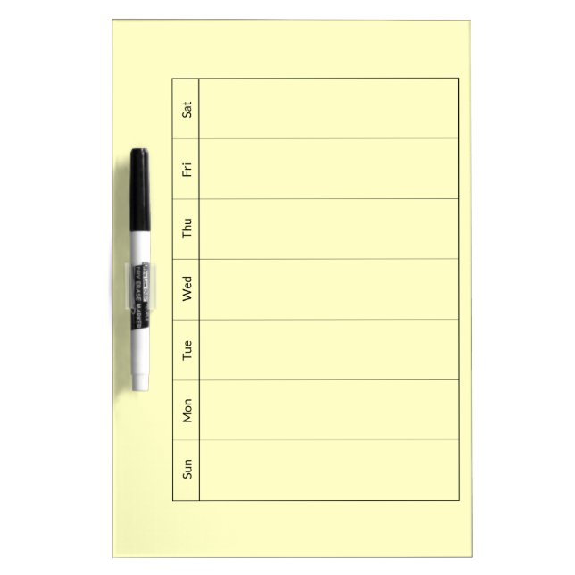 Blank Weekly Calendar Yellow Dry Erase Boards (Front)