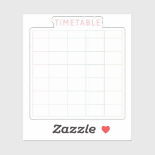 Blank Weekly Schedule Grid for Kids & Students Sticker