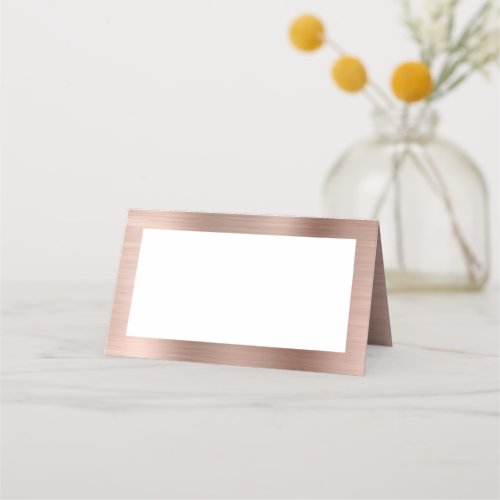 Blank White and Rose Gold Faux Foil Place Card