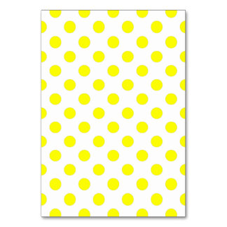 Blank White and Yellow Polka Dot Table Number