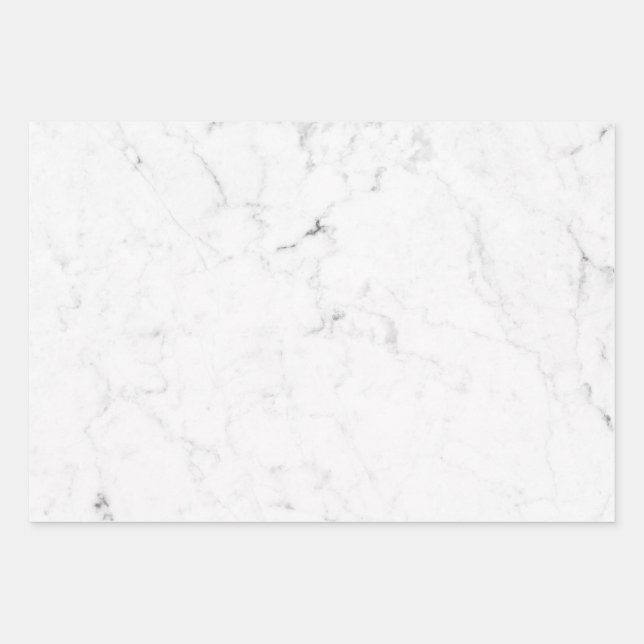 Blank White Marble Wrapping Paper Sheets (Front)