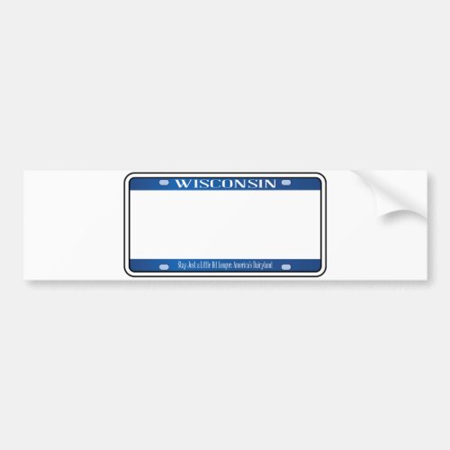 Blank Wisconsin State License Plate Bumper Sticker