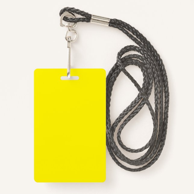 Blank Yellow DIY Template Custom Text Photo Image  Badge (Front with Lanyard)