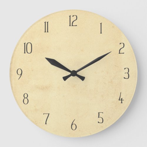 Blank Yellowed Antique Paper Vintage Inspired Large Clock