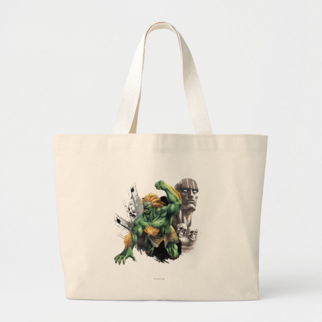 Blanka Vs. Dhalsim Large Tote Bag (Front)