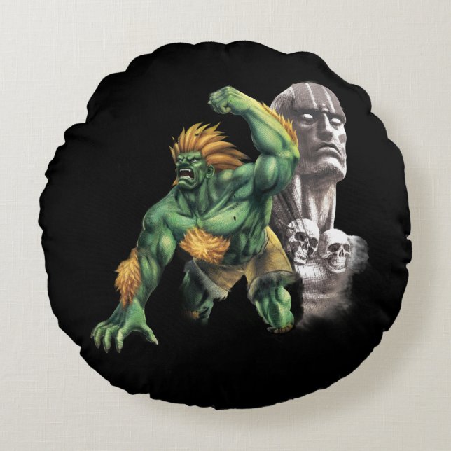 Blanka Vs. Dhalsim Round Pillow (Front)