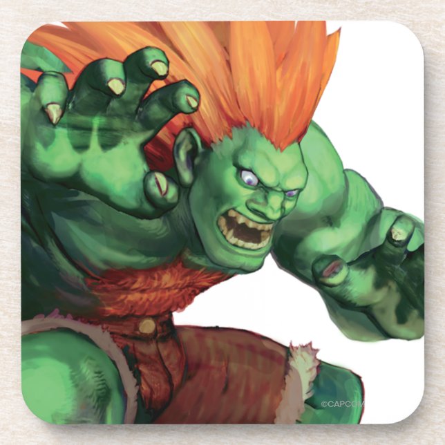 Blanka With Hands Raised Beverage Coaster (Front)