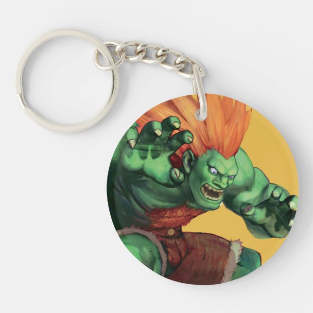 Blanka With Hands Raised Keychain (Front)
