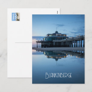 Blankenberge Pier Reflections at Blue Hour Holiday Postcard