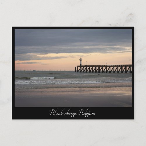 Blankenberge sunset Belgian Coast Postcard