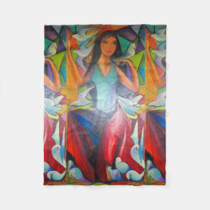 Blanket Colorful Stained Glass Graceful Woman