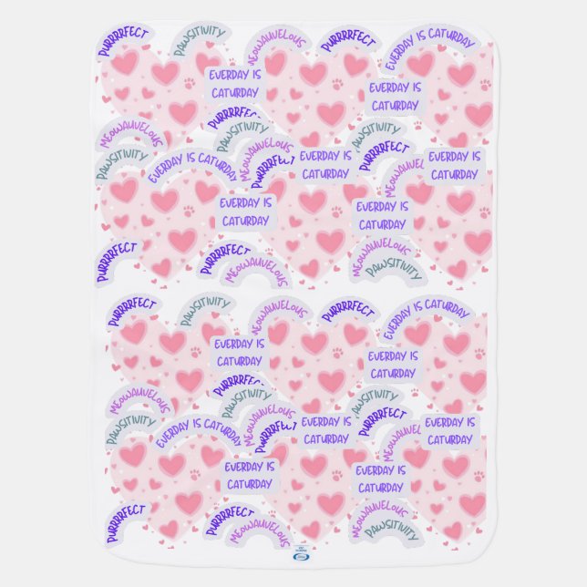 Blanket "Everyday is Caturday" Pawsitive vibes  (Back)