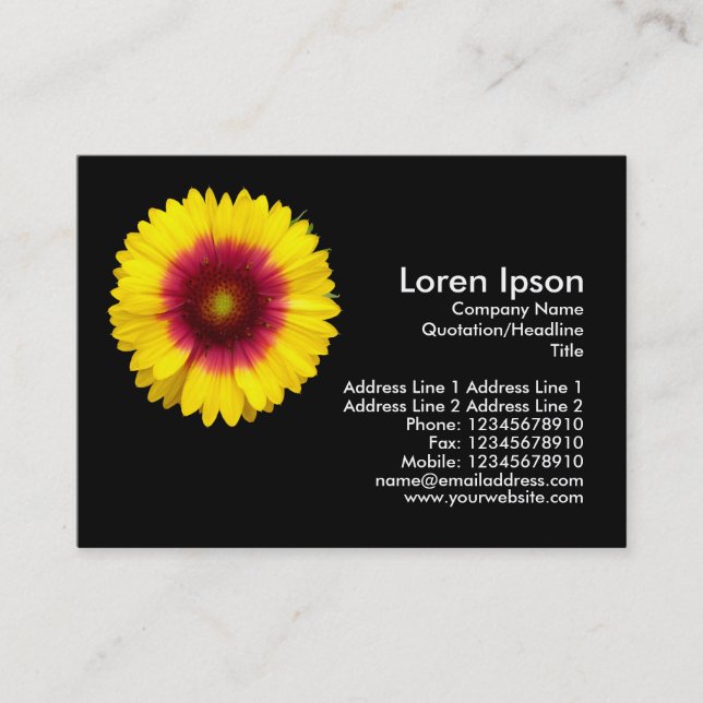 Blanket Flower - Black Business Card (Front)