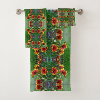 Blanket Flower Daisies Watercolor Abstract Bath Towel Set