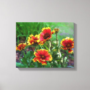 Blanket Flower Daisies Watercolor Canvas Print