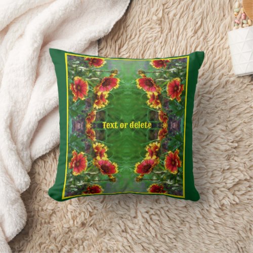 Blanket Flower Daisies Watercolor Personalized Throw Pillow