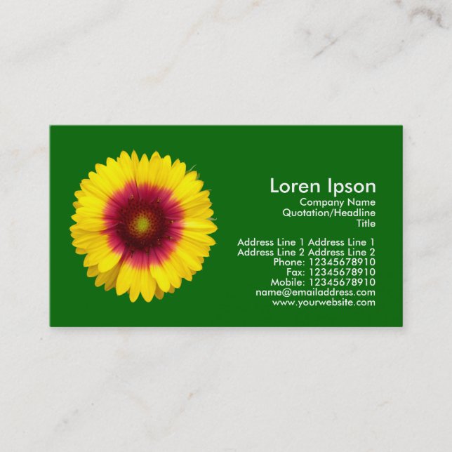 Blanket Flower - Grass Green Business Card (Front)