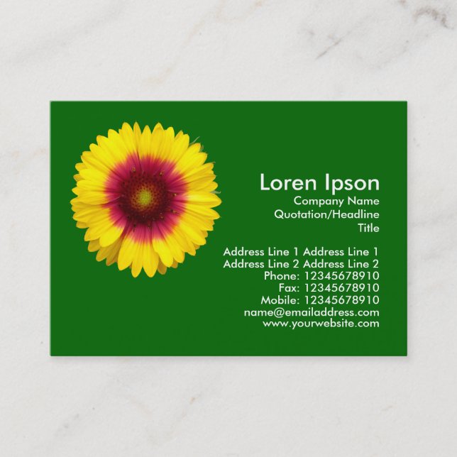 Blanket Flower - Grass Green Business Card (Front)