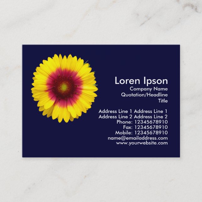 Blanket Flower - Navy Blue Business Card (Front)