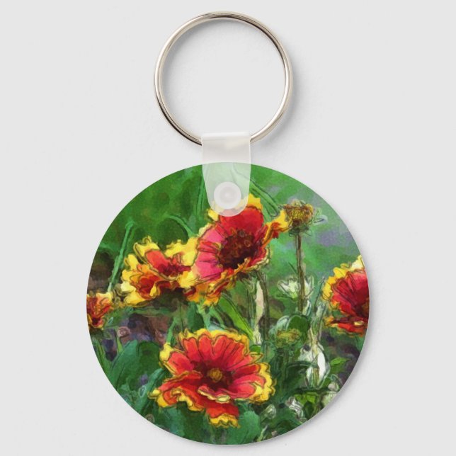 Blanket Flowers Watercolor Keychain (Front)