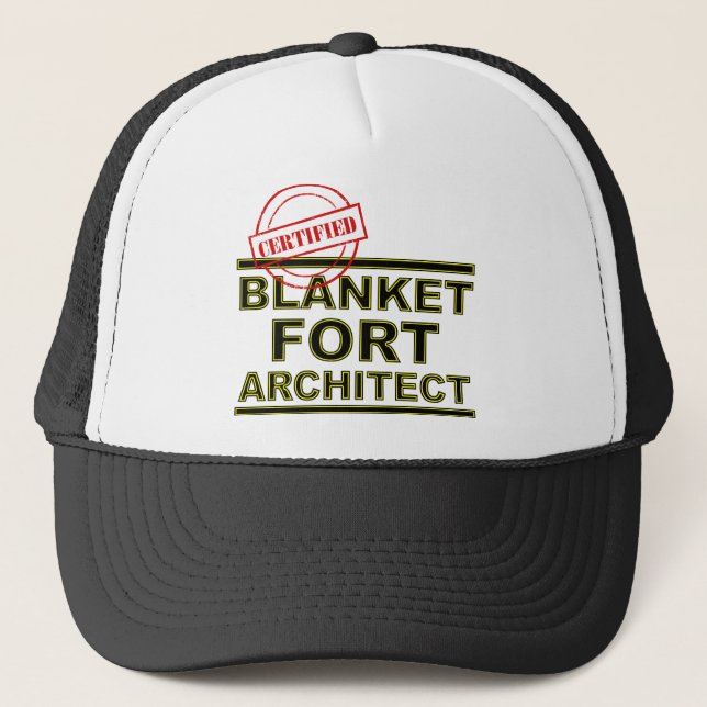 Blanket Fort Architect Funny Ball Cap Trucker Hat (Front)
