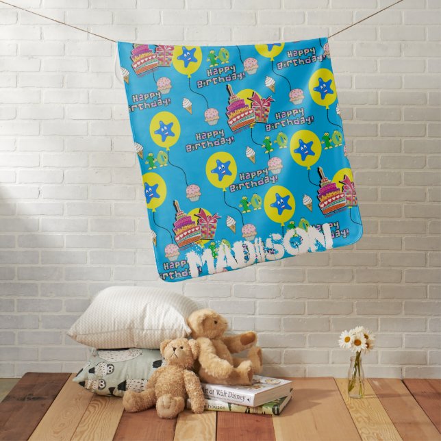 Blanket, Happy 10th Birthday, #10 Birthday Blue Baby Blanket (In Situ)