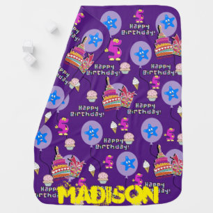 Blanket, Happy 5th Birthday, #5 Birthday Purple Baby Blanket