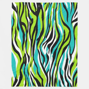 Blanket Teal And Green Zebra Stripes Animal Print