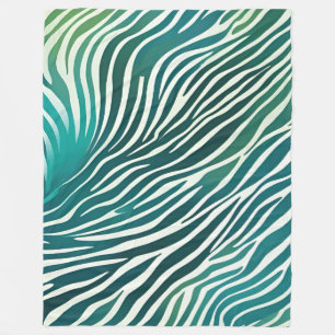 Blanket Teal Green Zebra Stripes Animal Print