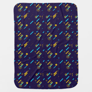 Blanket with a playful space-themed design
