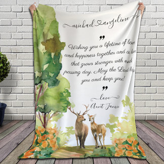 Blanket with Custom Marriage Wishes Nature Scenery