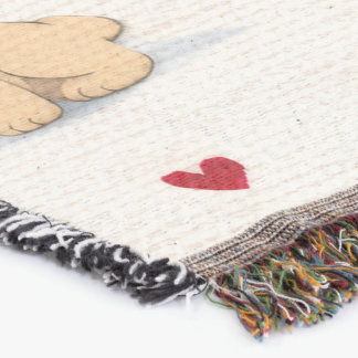 Blanket with French Bulldog and Hearts Pattern.