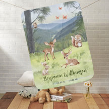 BLANKET Woodland Animals Baby Boys DOB