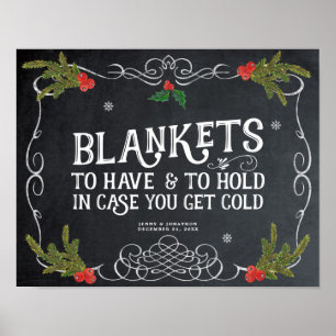 blankets christmas winter wedding sign