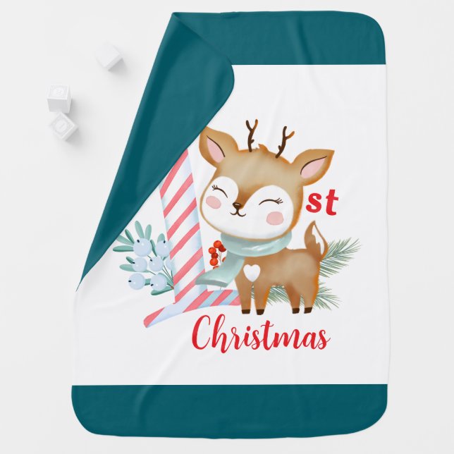 Blankets with illustration of a baby deer. (In Situ)