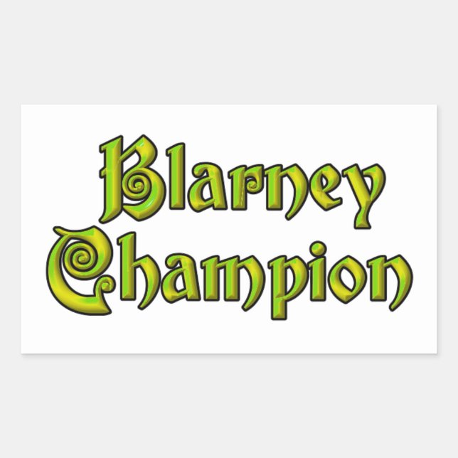 Blarney Champion white rectangle stickers (Front)