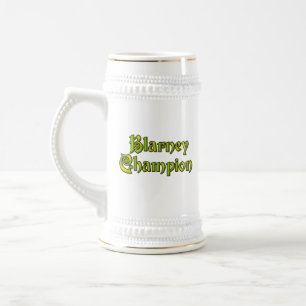 Blarney Champion white stein w gold trim