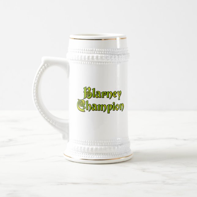 Blarney Champion white stein w gold trim (Left)