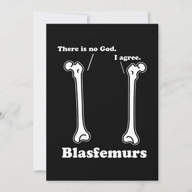 blasfemurs grammar pun, funny biology holiday card (Front)