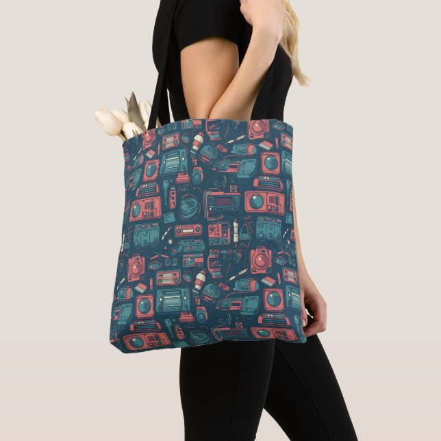 Blast From the Past: 80's Tech Tote Bag (Close Up)