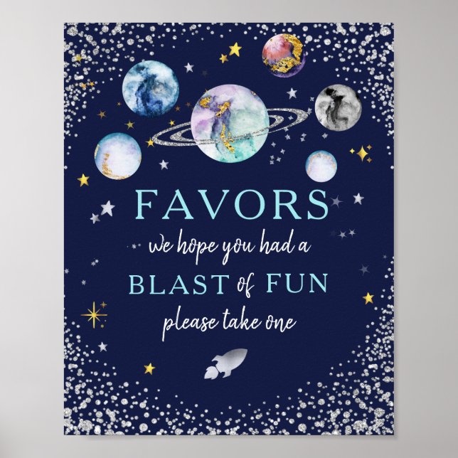 Blast Of Fun Space Galaxy Favors Birthday Poster (Front)
