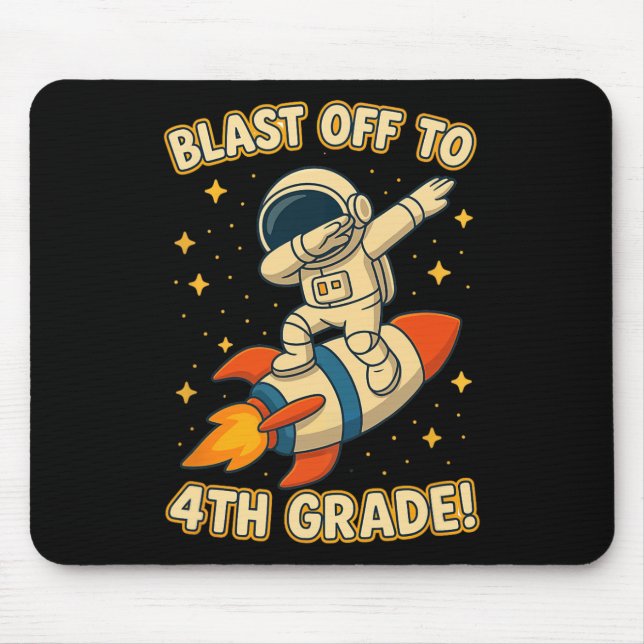 Blast Off 4th Grade Rocket Dab Space Cool School V Mouse Pad (Front)