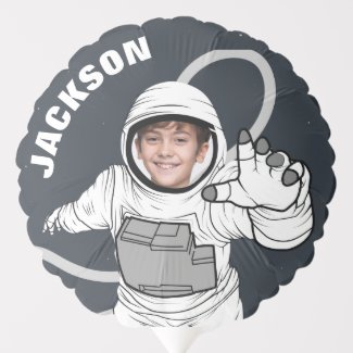 Blast Off Astronaut Photo Boy Birthday Balloon