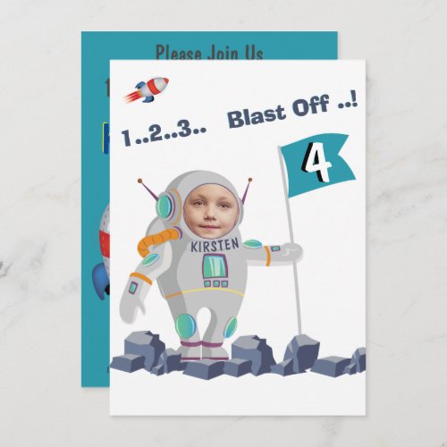 Blast Off Astronaut Photo Template Rocket Birthday