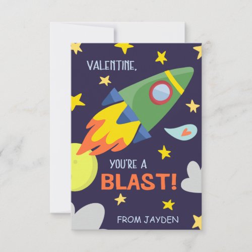 Blast Off Classroom Valentines Day Card