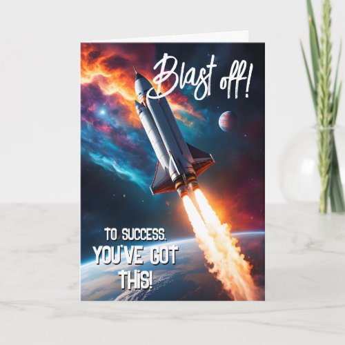 blast off Good Luck in your exams GCSE ALevel SAT Card
